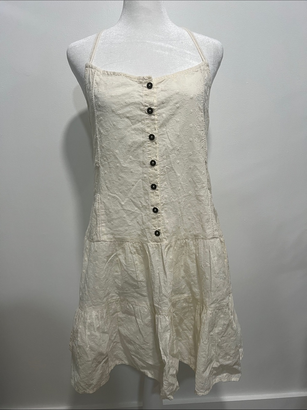Current/Elliott Ivory Lace Button-Front Mini Dress